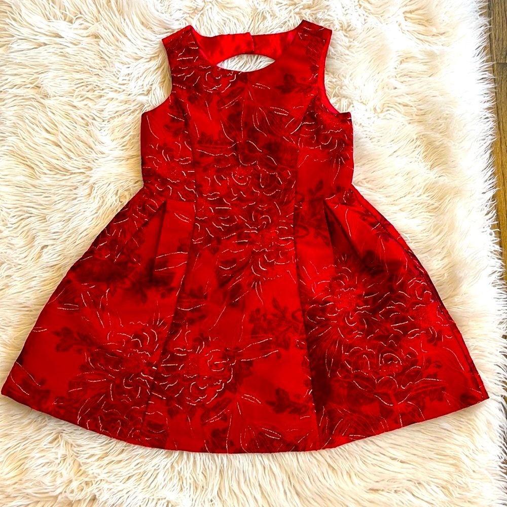 Girls red pleated dress